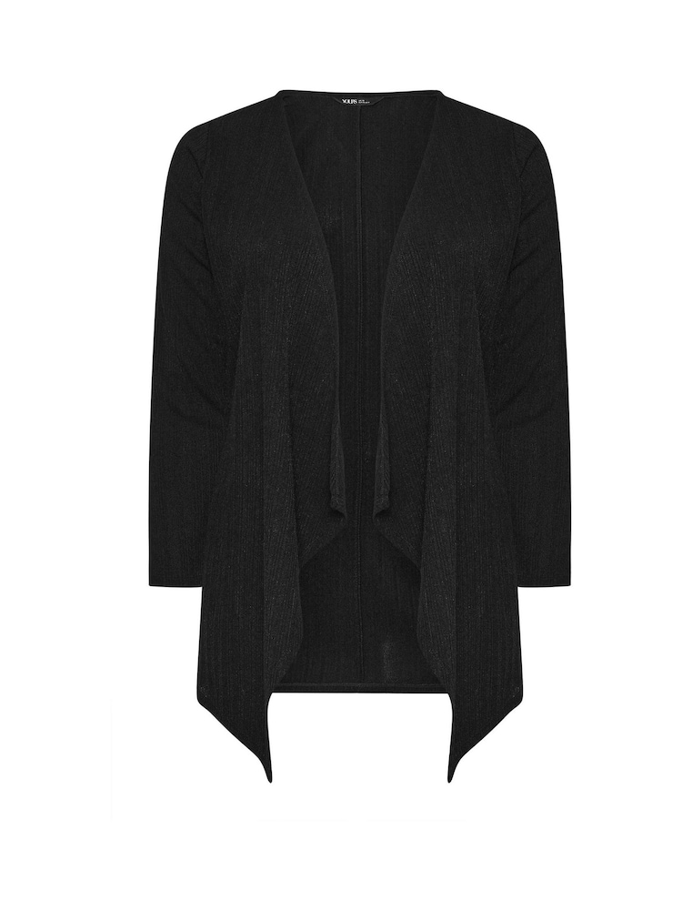 Yours Curve Black Cut & Sew Waterfall Cardigan - Image 5 of 5