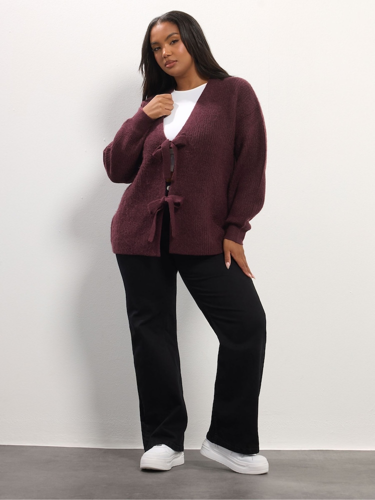 Yours Curve Purple Double Tie Cardigan - Image 2 of 5