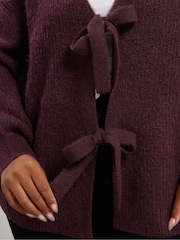 Yours Curve Purple Double Tie Cardigan - Image 4 of 5