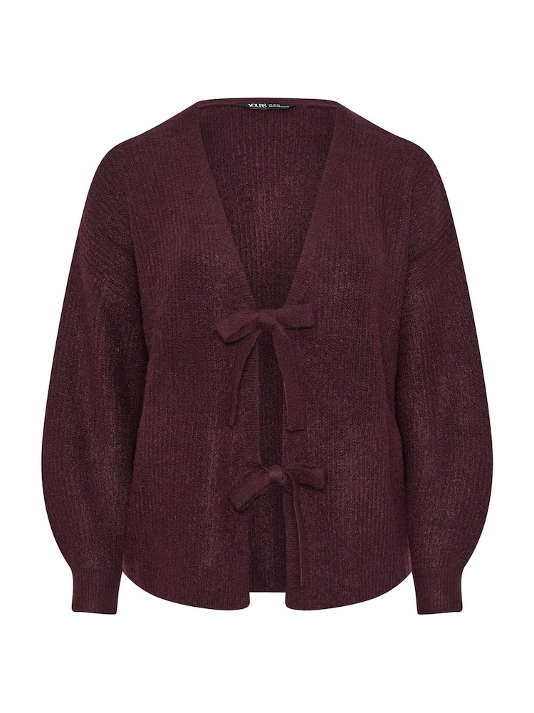 Yours Curve Purple Double Tie Cardigan - Image 5 of 5