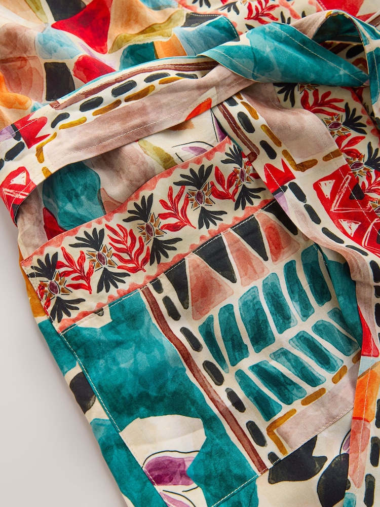 Red Abstract Lightweight Viscose Dressing Gown - Image 7 of 7