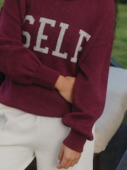 Burgundy Red Knit Jumper - Image 5 of 8