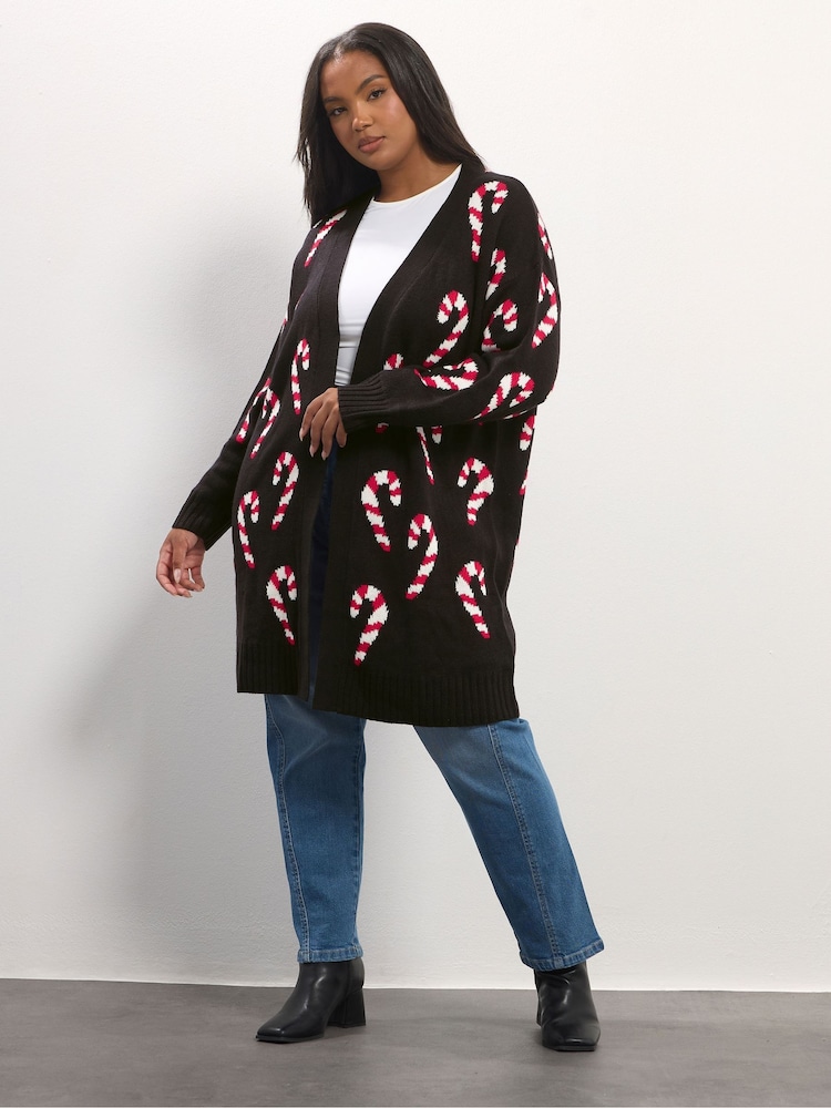 Yours Curve Black Midi Cardigan - Image 1 of 5