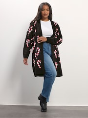 Yours Curve Black Midi Cardigan - Image 2 of 5