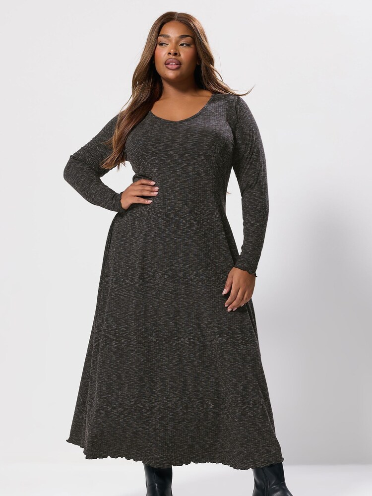 Yours Curve Grey Plunge Maxi Dress - Image 2 of 5