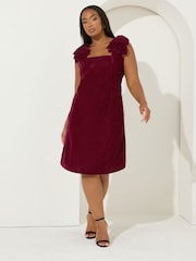 Yours Curve Red Party Mini Bow Strap Dress - Image 3 of 5