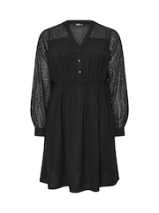 Yours Curve Black Party Sequin Notchneck Dress - Image 5 of 5