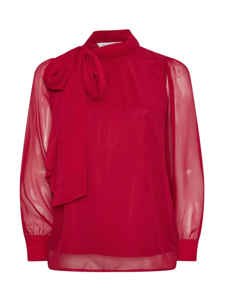 Yours Curve Red London Dramatic Side Bow Blouse - Image 5 of 5