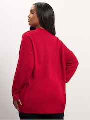 Yours Curve Red Novelty Bow Jumper - Image 2 of 5