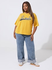 Yours Curve Yellow Limited Rugby Collar  Varsity T-Shirt - Image 2 of 5