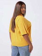 Yours Curve Yellow Limited Rugby Collar  Varsity T-Shirt - Image 3 of 5