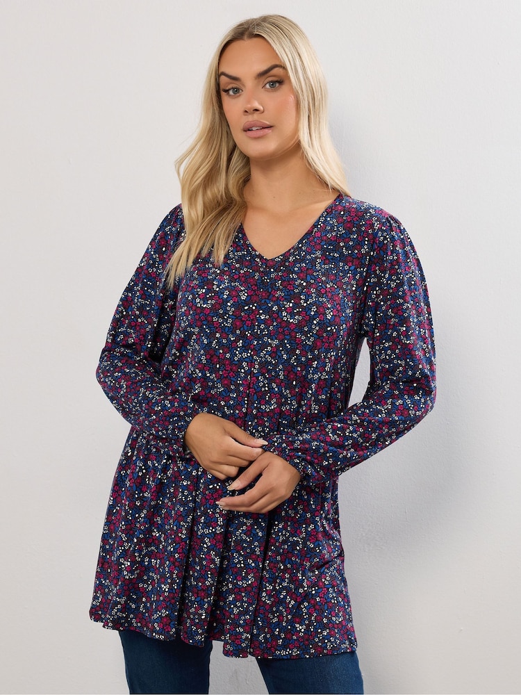 rdeča - Yours Curve Long Sleeve Pleated Balloon Sleeve Top - Slika 1 iz 5