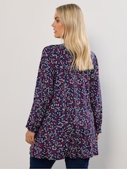 rdeča - Yours Curve Long Sleeve Pleated Balloon Sleeve Top - Slika 2 iz 5