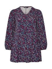 rdeča - Yours Curve Long Sleeve Pleated Balloon Sleeve Top - Slika 4 iz 5