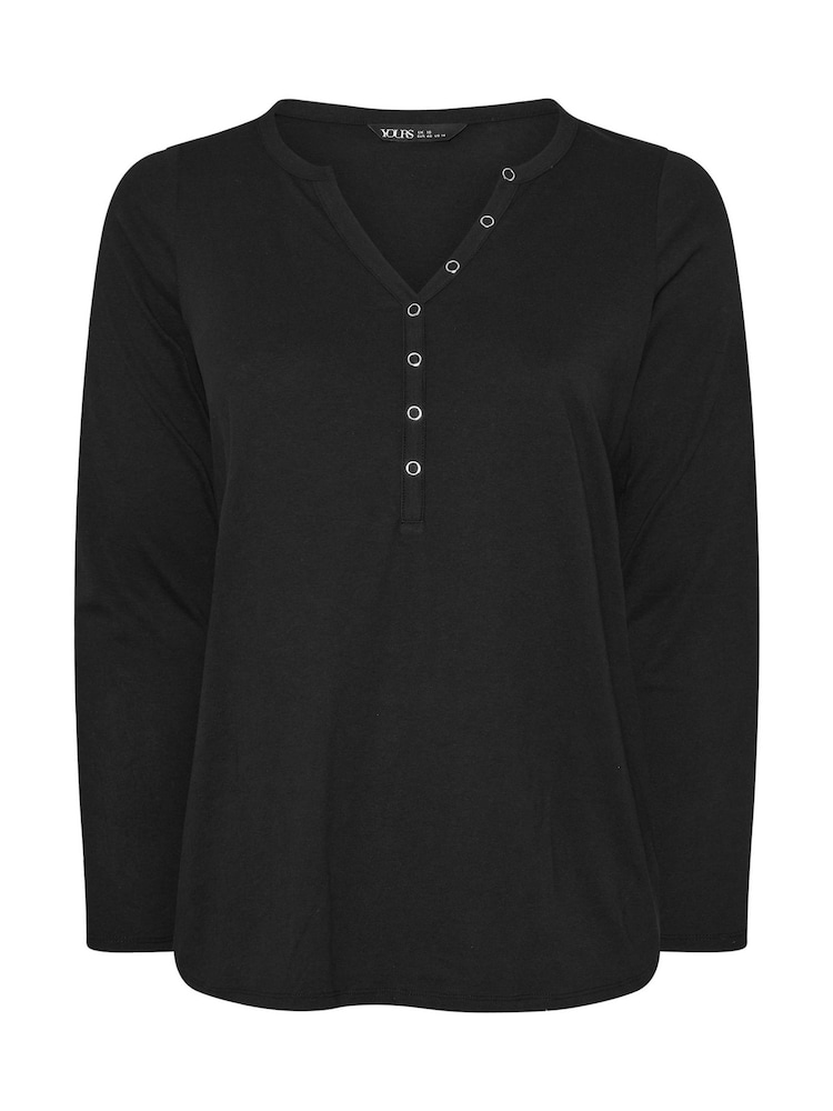 Preto - Yours Curve Open Neckline Henley Top - Imagem 5 de 5