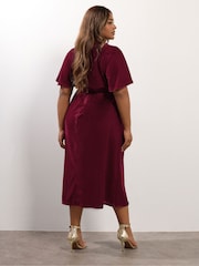 Yours Curve Red Party Velvet Maxi Bow Dress - Image 2 of 5
