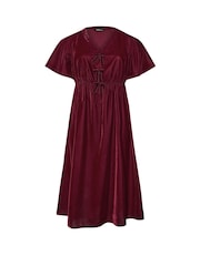 Yours Curve Red Party Velvet Maxi Bow Dress - Image 4 of 5