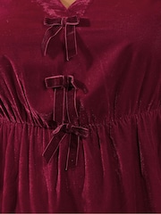 Yours Curve Red Party Velvet Maxi Bow Dress - Image 5 of 5