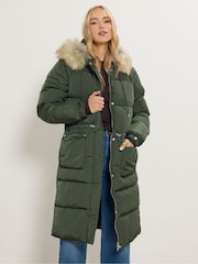 Long Tall Sally Green Padded Midi Coat - Image 1 of 5