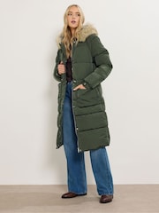 Long Tall Sally Green Padded Midi Coat - Image 2 of 5