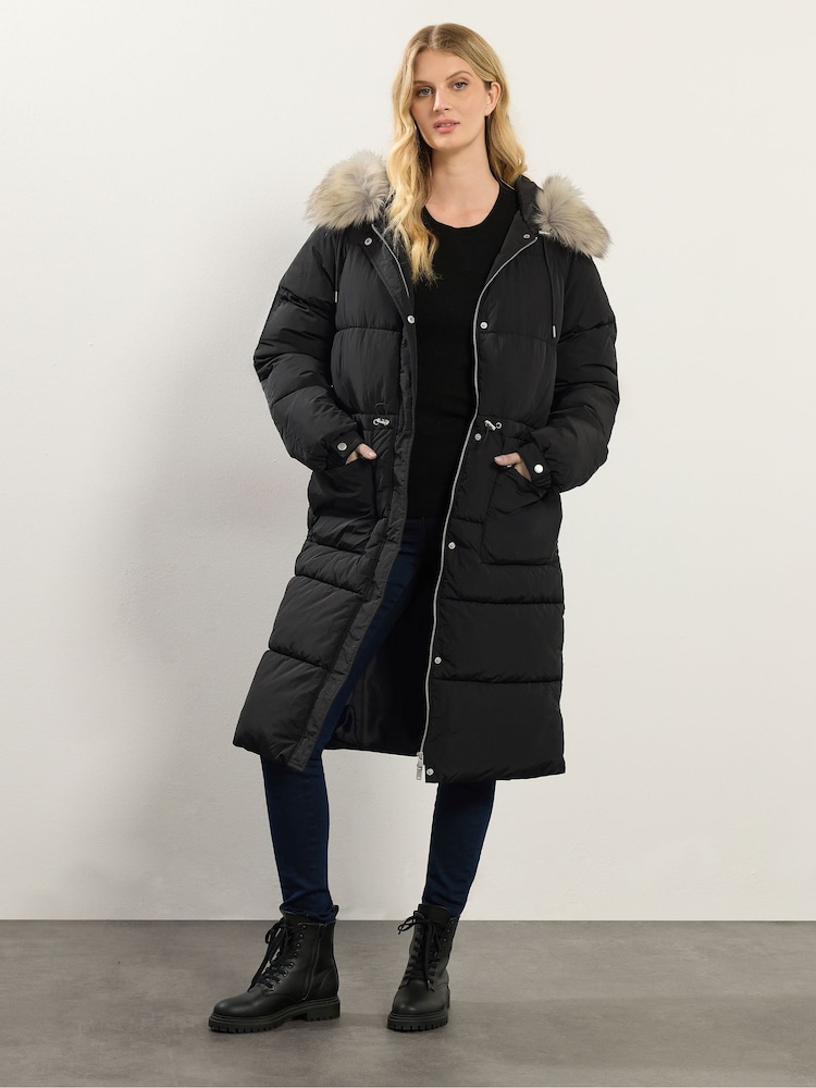 Long Tall Sally Black Padded Midi Coat - Image 1 of 5