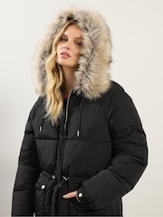 Long Tall Sally Black Padded Midi Coat - Image 4 of 5