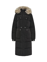 Long Tall Sally Black Padded Midi Coat - Image 5 of 5