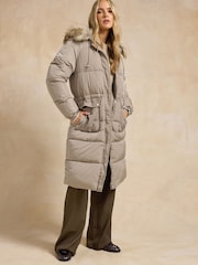 Long Tall Sally Natural Padded Midi Coat - Image 1 of 3