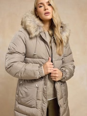 Long Tall Sally Natural Padded Midi Coat - Image 2 of 3