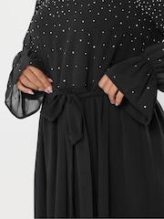 Yours Curve Black Party Diamante Trickle Dress - Image 4 of 5