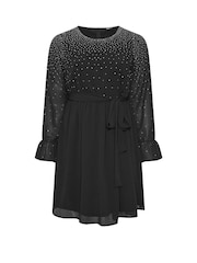 Yours Curve Black Party Diamante Trickle Dress - Image 5 of 5