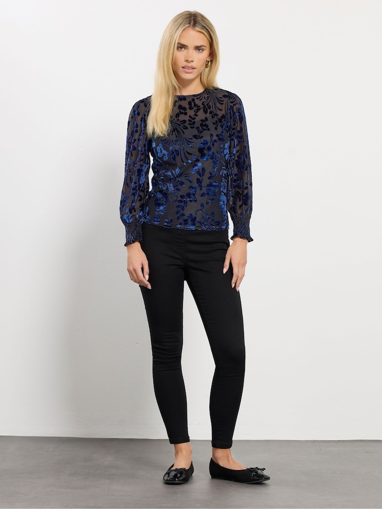 M&Co Blue Petite Devore Top - Image 2 of 5