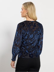 M&Co Blue Petite Devore Top - Image 3 of 5