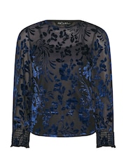 M&Co Blue Petite Devore Top - Image 5 of 5
