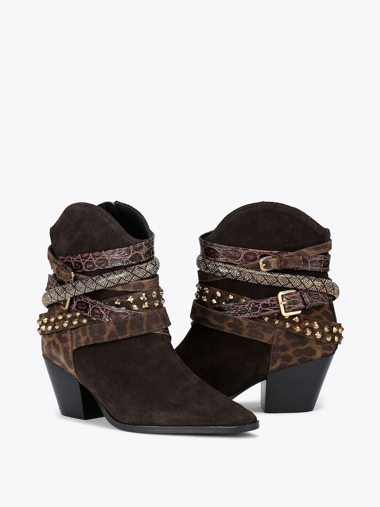 Kurt Geiger London Multi Strap Western Brown Boots - Image 2 of 4 Kurt Geiger London Multi Strap Western Brown Boots - Image 2 of 4