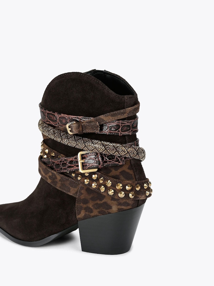 Kurt Geiger London Multi Strap Western Brown Boots - Image 4 of 4