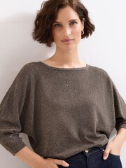 Phase Eight Brown Sequin Cristine Knit Jumper - Image 1 of 6
