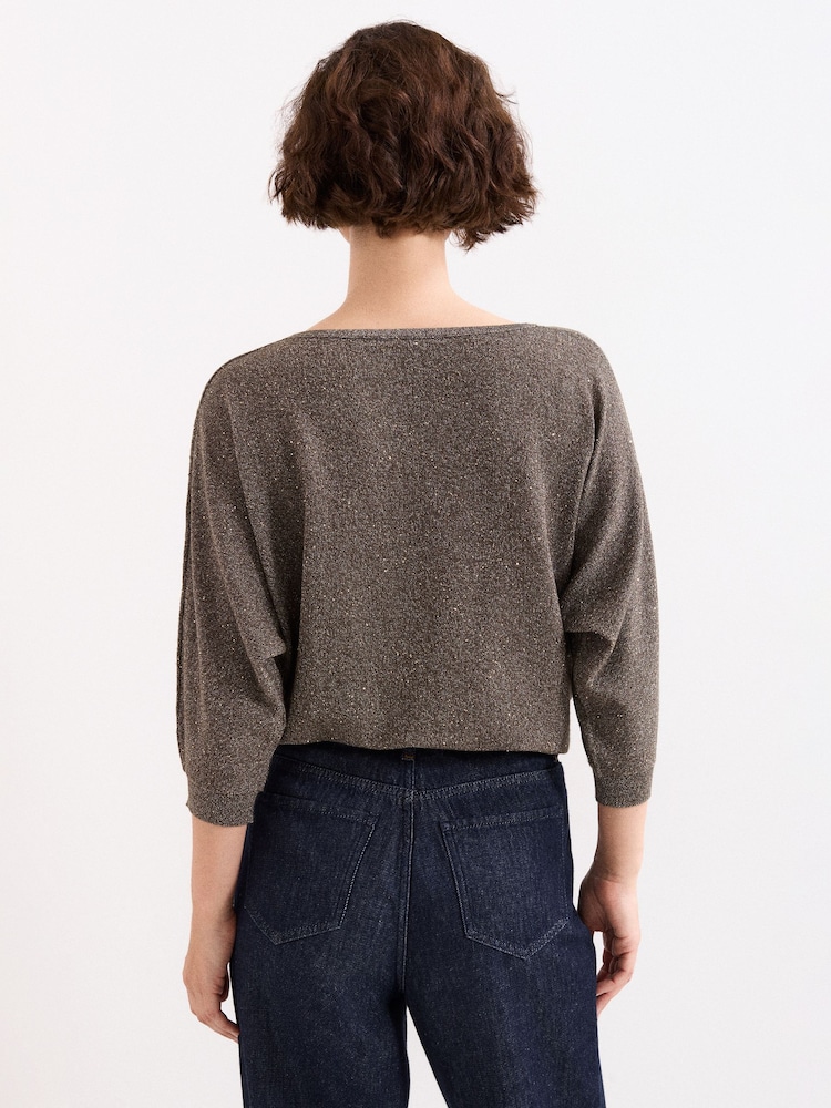 Phase Eight Brown Sequin Cristine Knit Jumper - Image 2 of 6