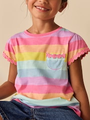 Rainbow Stripe Daisy Pocket T-Shirt (1.5-16yrs) - Image 4 of 8