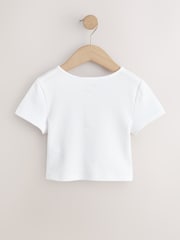 White Pointelle Button Front Top (3-16yrs) - Image 5 of 7