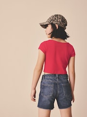 Roșu - Pointelle Button Front Top (3-16yrs) - Imaginea 2 din 8