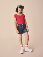 Roșu - Pointelle Button Front Top (3-16yrs) - Imaginea 3 din 8