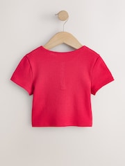 Roșu - Pointelle Button Front Top (3-16yrs) - Imaginea 6 din 8