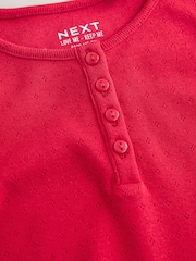 Roșu - Pointelle Button Front Top (3-16yrs) - Imaginea 8 din 8