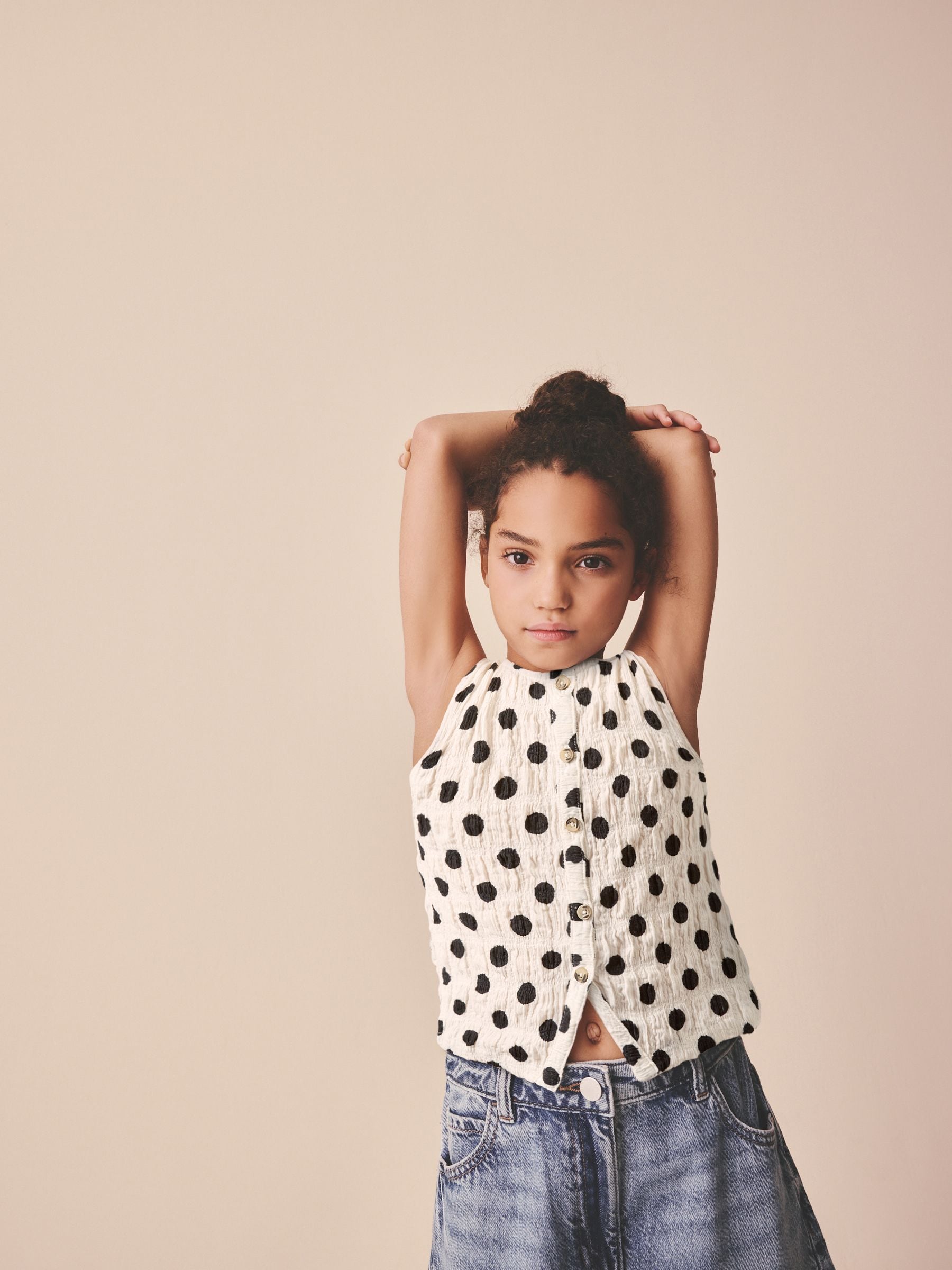 Buy Black/White Spot Textured Button Front Top (3-16yrs) from Next USA