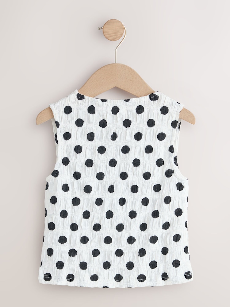 Black/White Spot Textured Button Front Top (3-16yrs) - Image 2 of 4 Black/White Spot Textured Button Front Top (3-16yrs) - Image 2 of 4