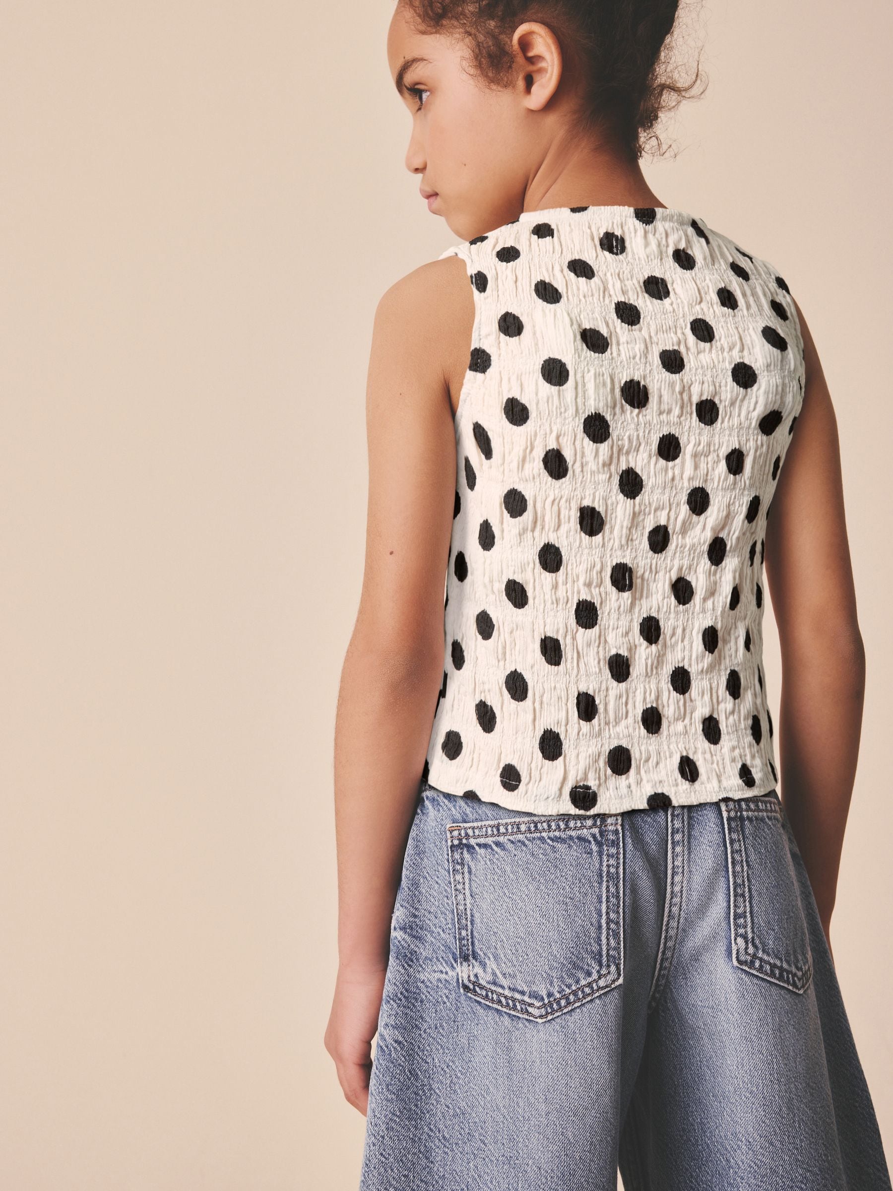 Buy Black/White Spot Textured Button Front Top (3-16yrs) from Next USA