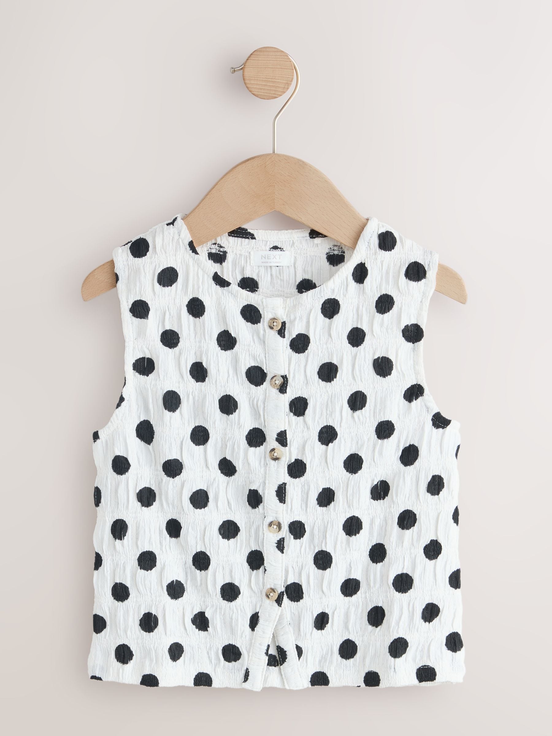 Buy Black/White Spot Textured Button Front Top (3-16yrs) from Next USA