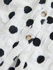 Black/White Spot Textured Button Front Top (3-16yrs) - Image 4 of 4