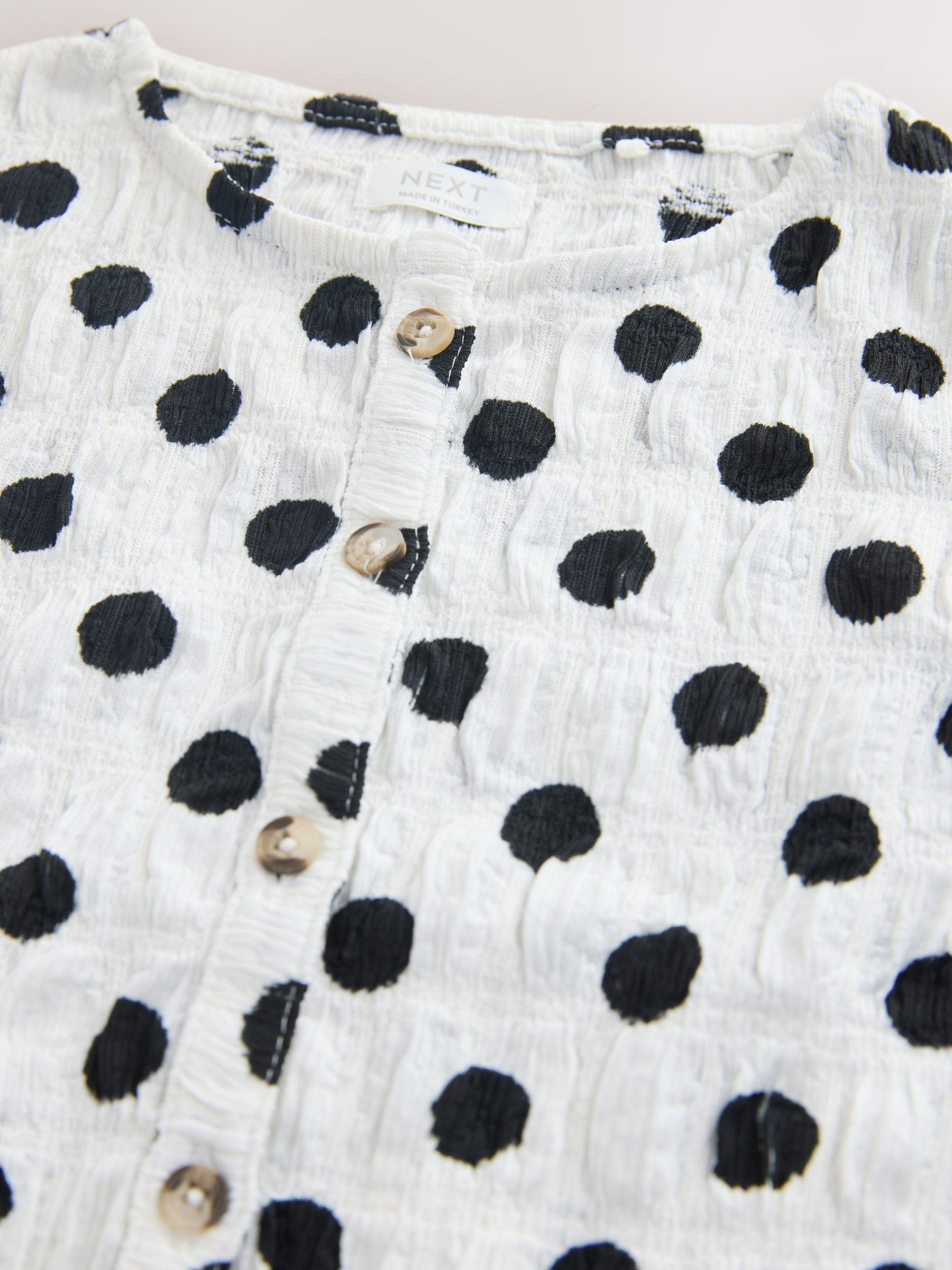Buy Black/White Spot Textured Button Front Top (3-16yrs) from Next USA